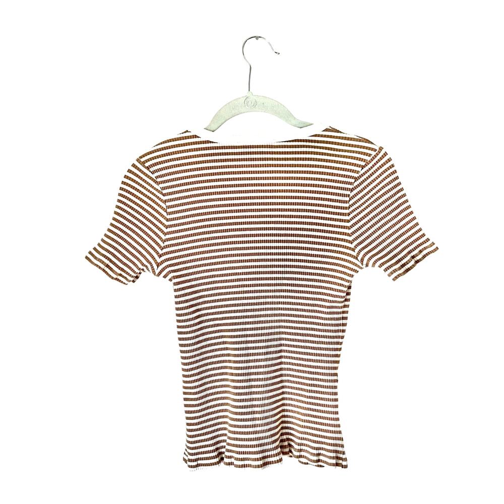 MNG Two-Color Striped Ribbed Blouse: Modern - Picture 3 of 7